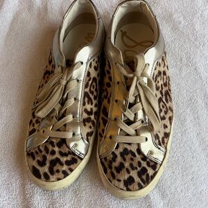 Sam Edelman Leopard and Gold Sneakers